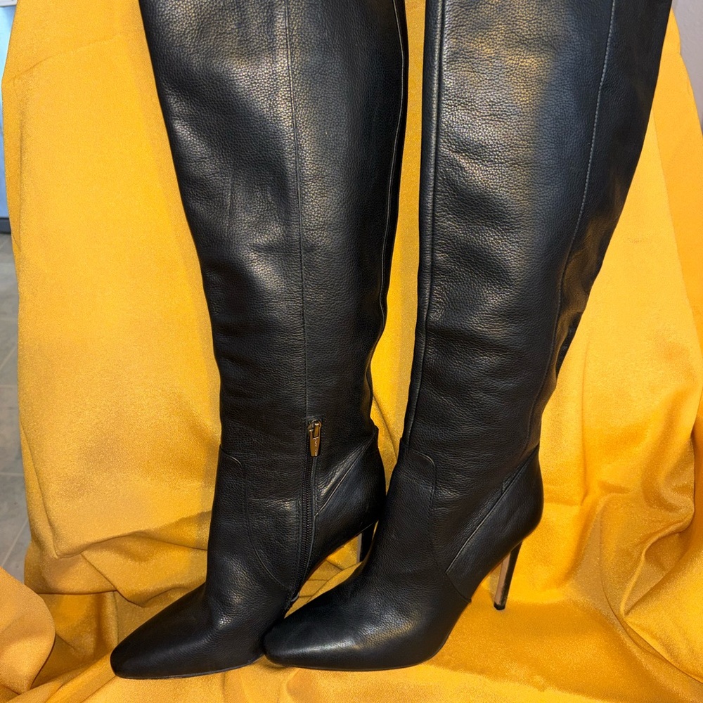 Vince Camuto Black Leather Knee-High Boots